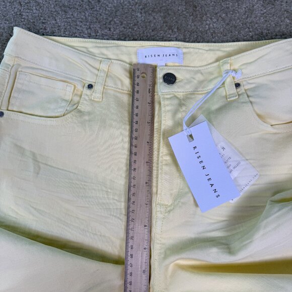 Risen Womens Raw Hem Wide Leg Jeans Yellow Sz 11 30 RDP5383 High Rise 32X32 E572 - Picture 13 of 16
